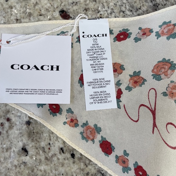 Only one!!!!Essential Tea Rose Silk Diamond Scarf from Coach - Picture 4 of 5